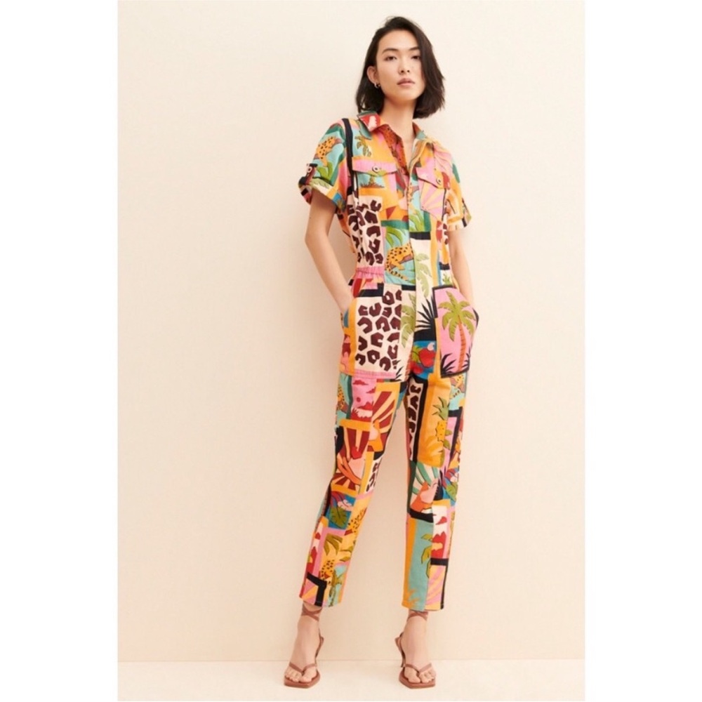 FARM Rio Multicolor Tropical Patchwork Jumpsuit - Picture 2 of 4
